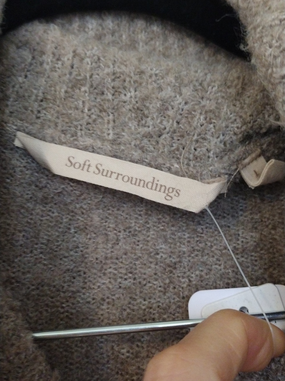 Soft Surroundings Taupe Cowl Neck Knit Dress - Picture 2 of 6